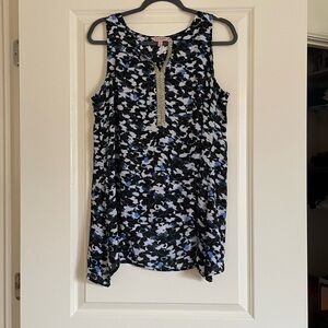 Juicy Couture Black and Blue Patterned Tank Top